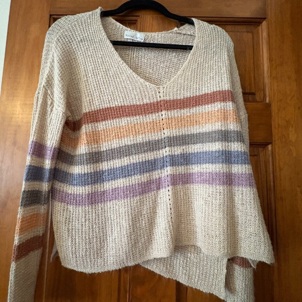 Lightweight striped sweater, multi color, size medium